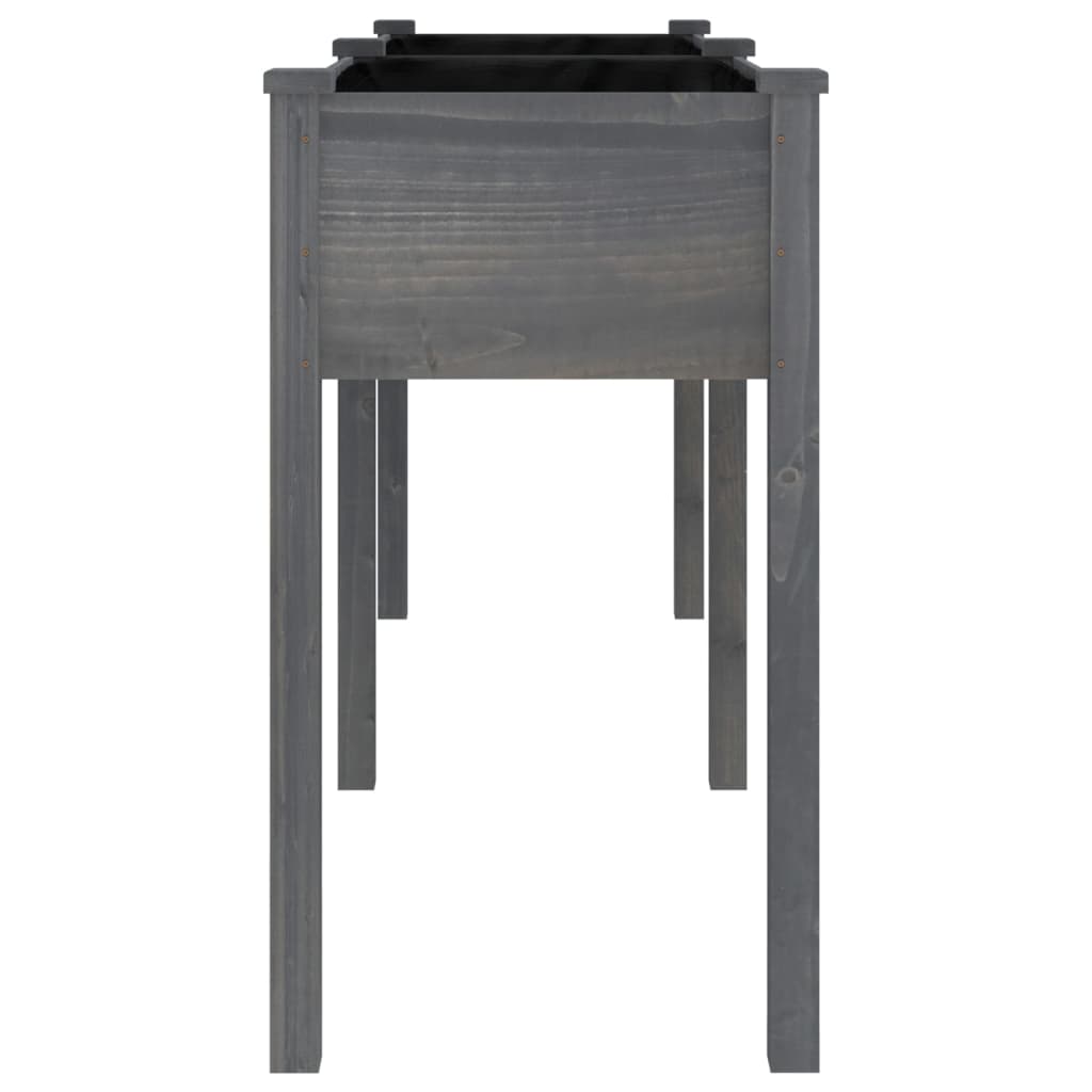 Plantekasse med foring grå 161x45x76 cm heltre gran