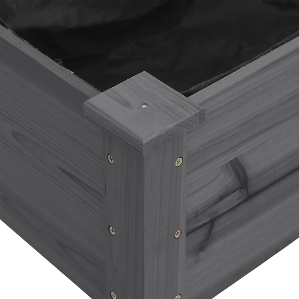 Plantekasse med foring grå 161x45x76 cm heltre gran
