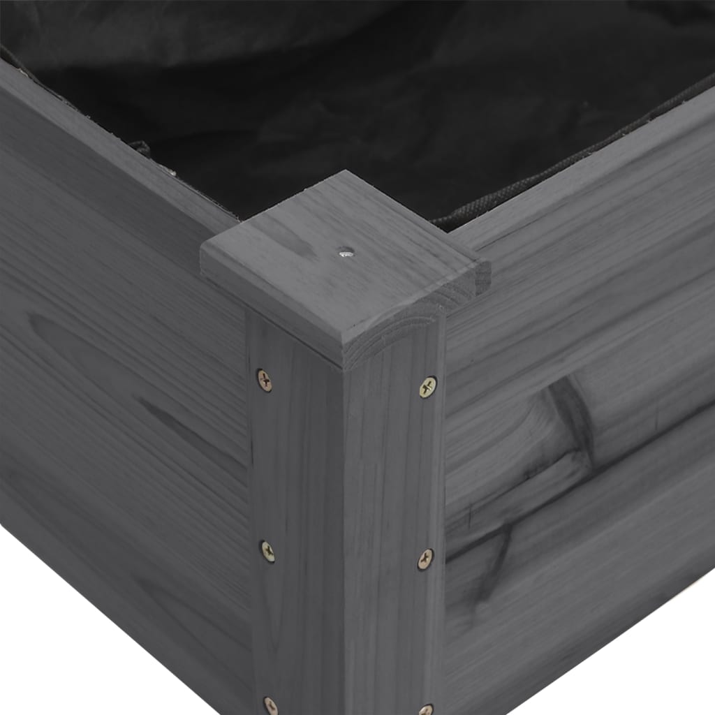 Plantekasse med foring grå 203x53x76 cm heltre gran