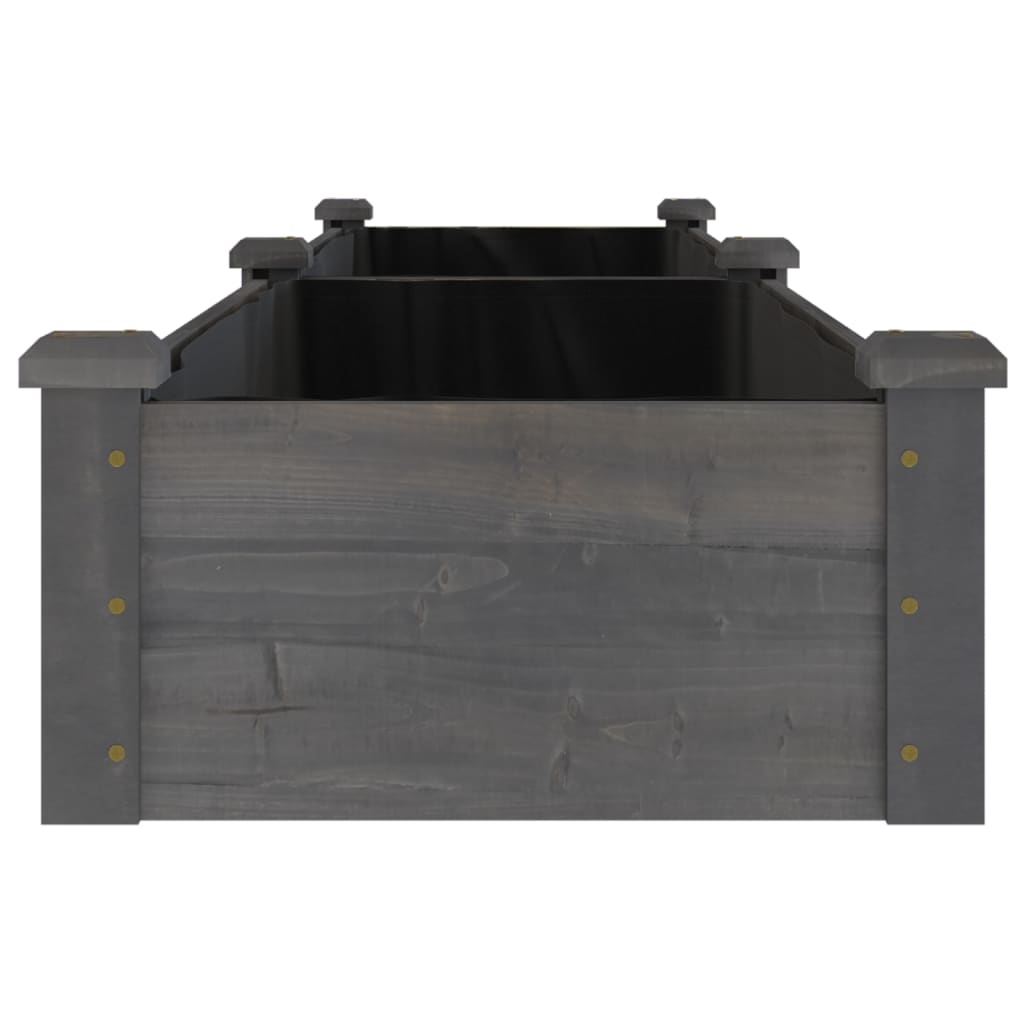 Høybed med foring grå 240x45x25 cm heltre gran vidaXL