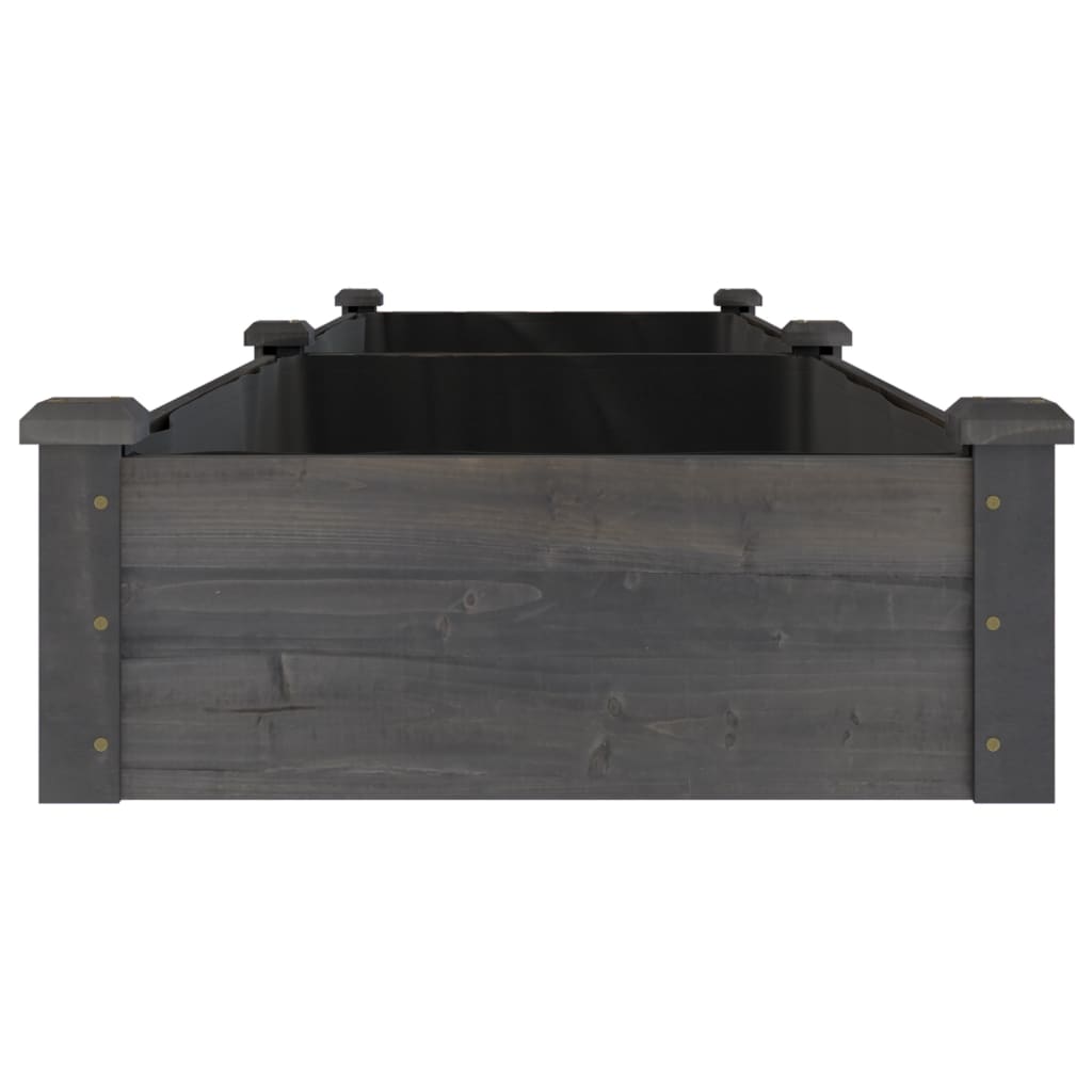 Høybed med foring grå 240x60x25 cm heltre gran vidaXL