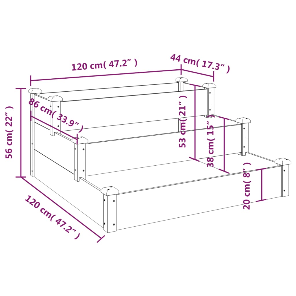 Høybed brun 120x120x56 cm heltre gran