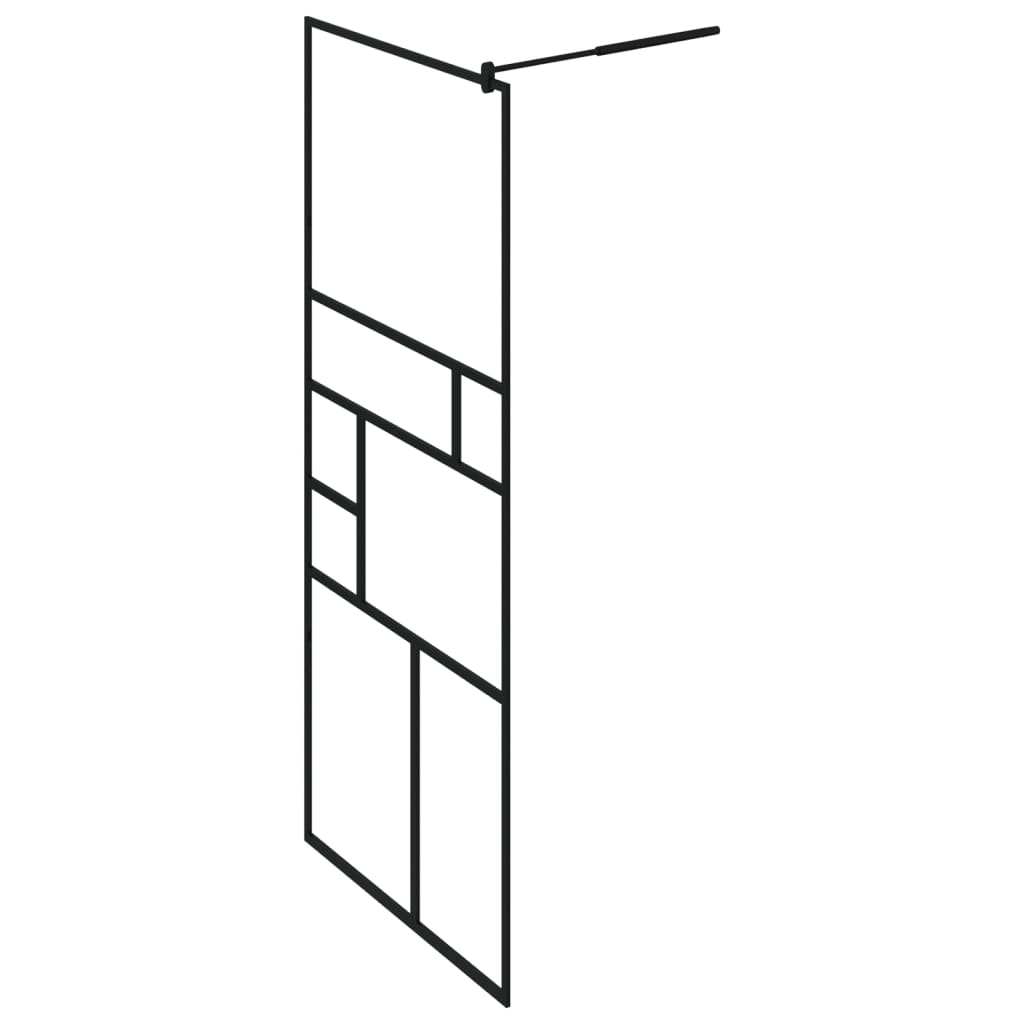 Dusjvegg med hylle svart 80x195 cm ESG-glass og aluminium vidaXL