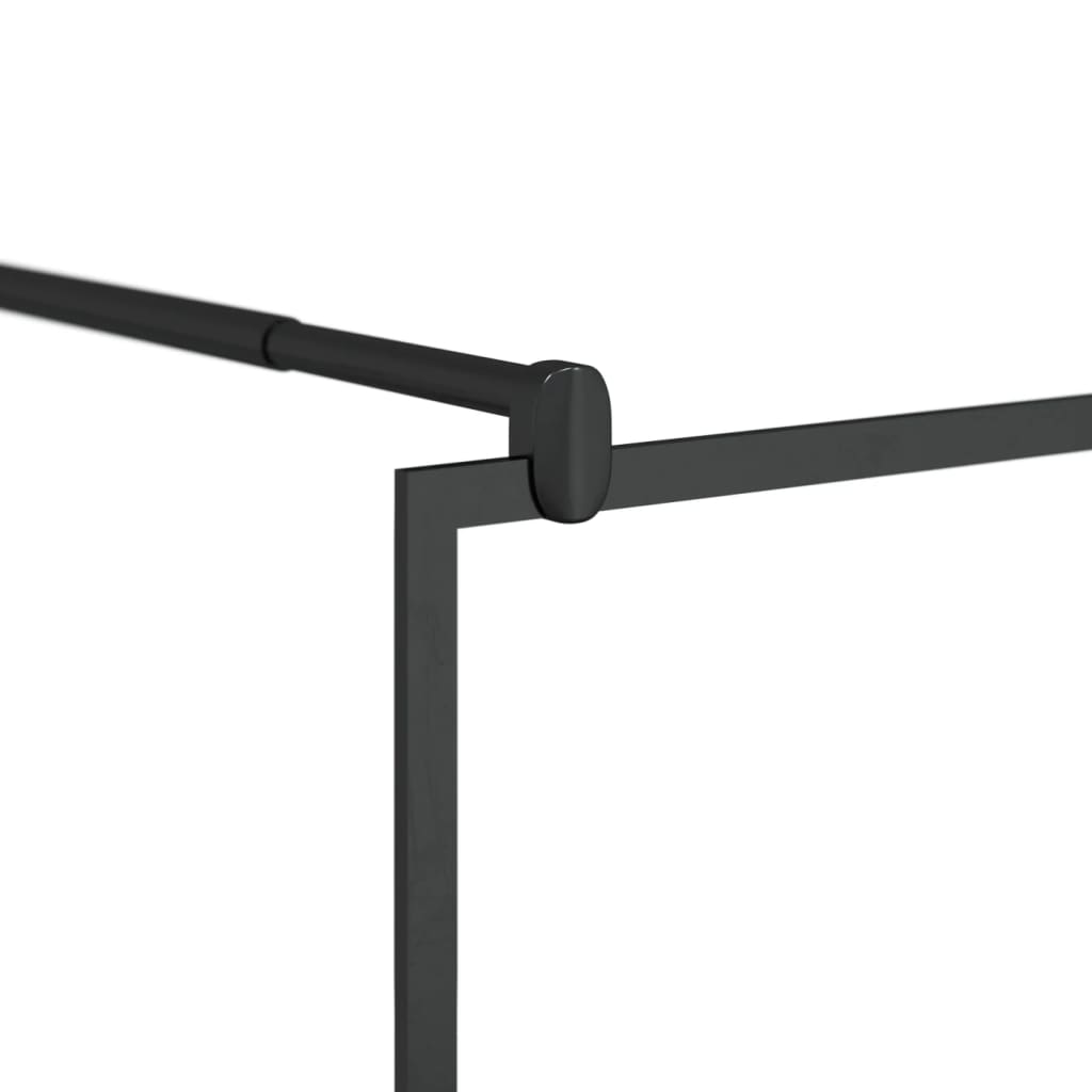 Dusjvegg med hylle svart 90x195 cm ESG-glass og aluminium vidaXL