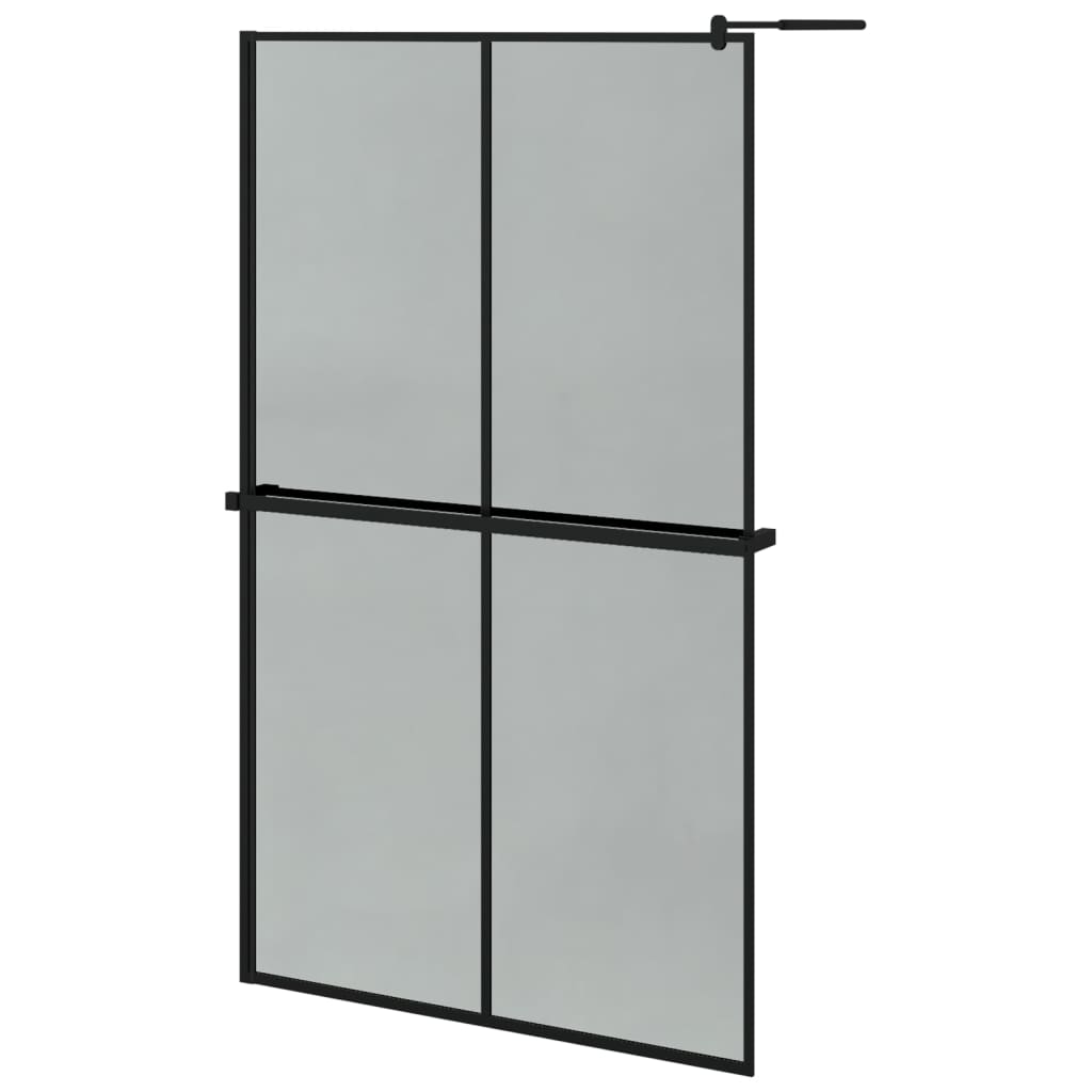 Dusjvegg med hylle svart 118x190 cm ESG-glass og aluminium vidaXL
