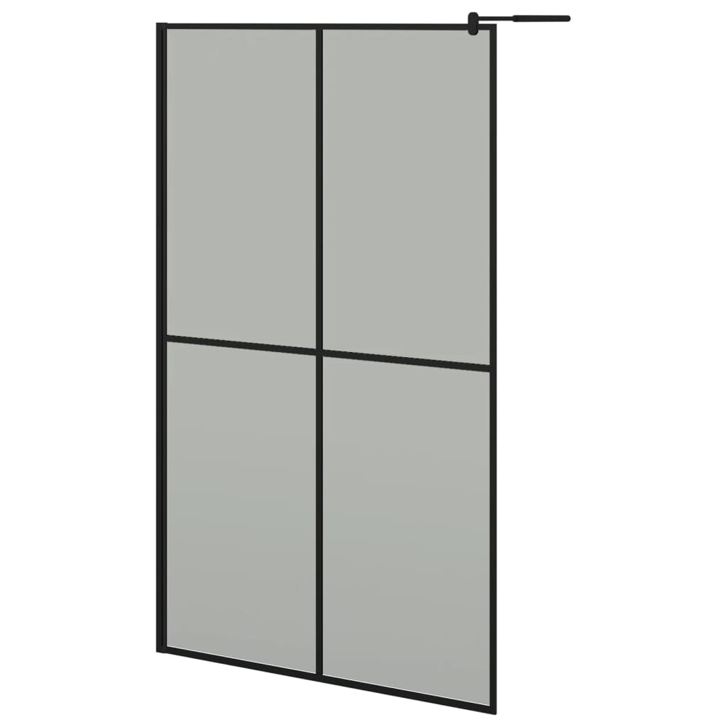 Dusjvegg med hylle svart 118x190 cm ESG-glass og aluminium vidaXL