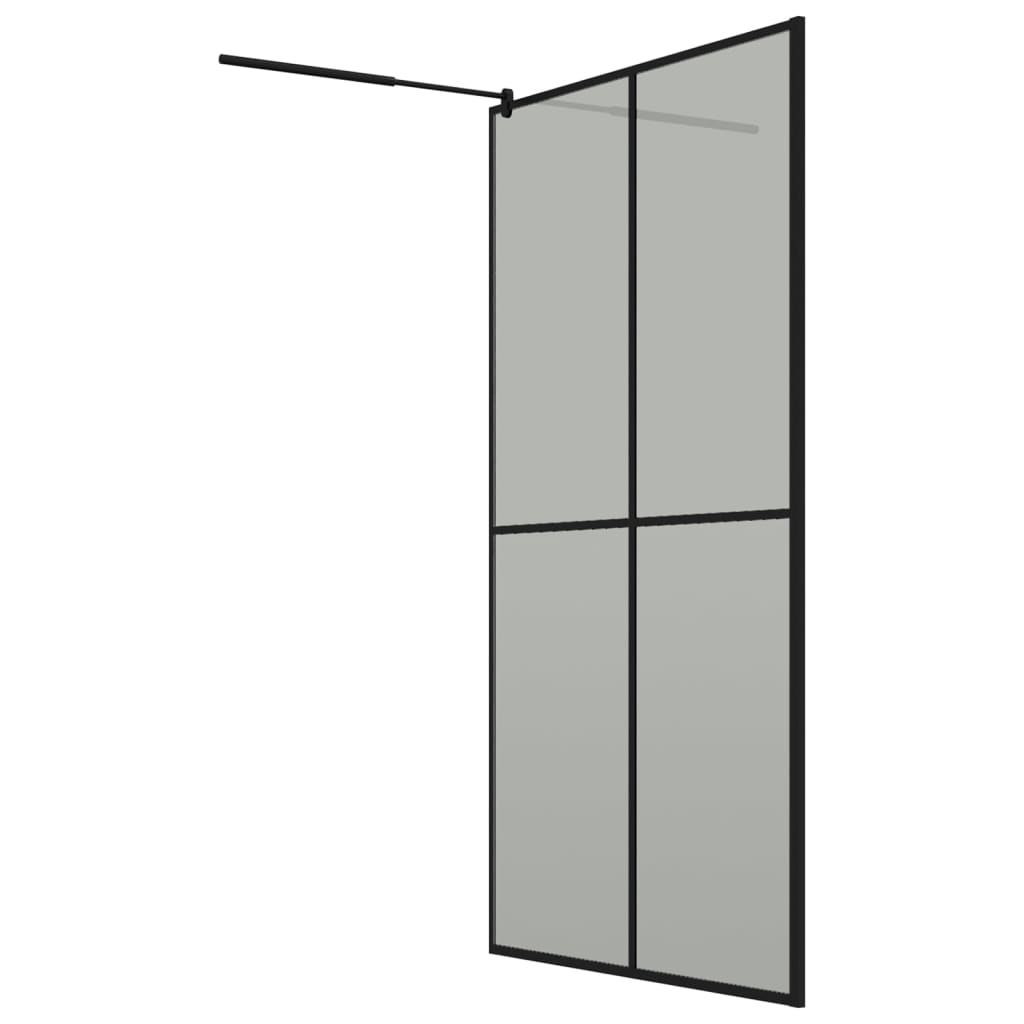 Dusjvegg med hylle svart 118x190 cm ESG-glass og aluminium vidaXL