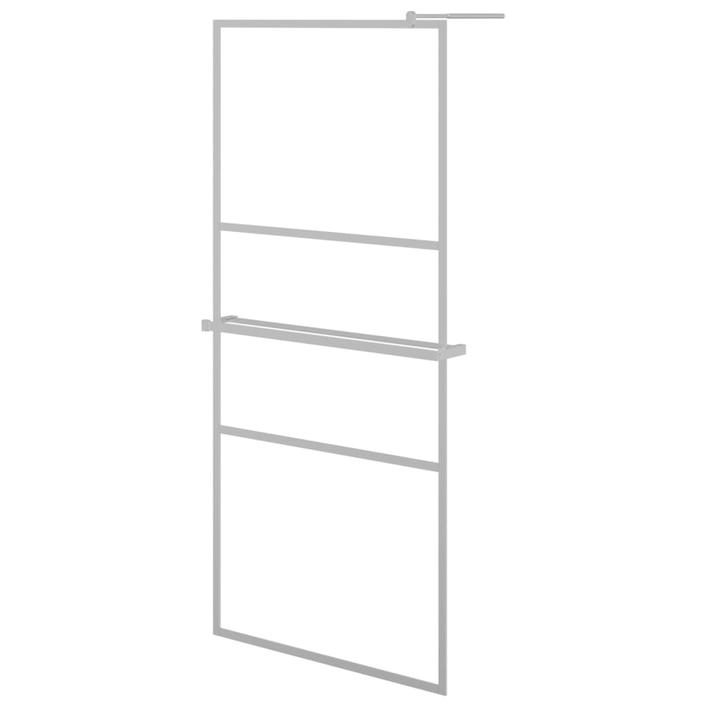 Dusjvegg med hylle krom 80x195 cm ESG-glass og aluminium vidaXL