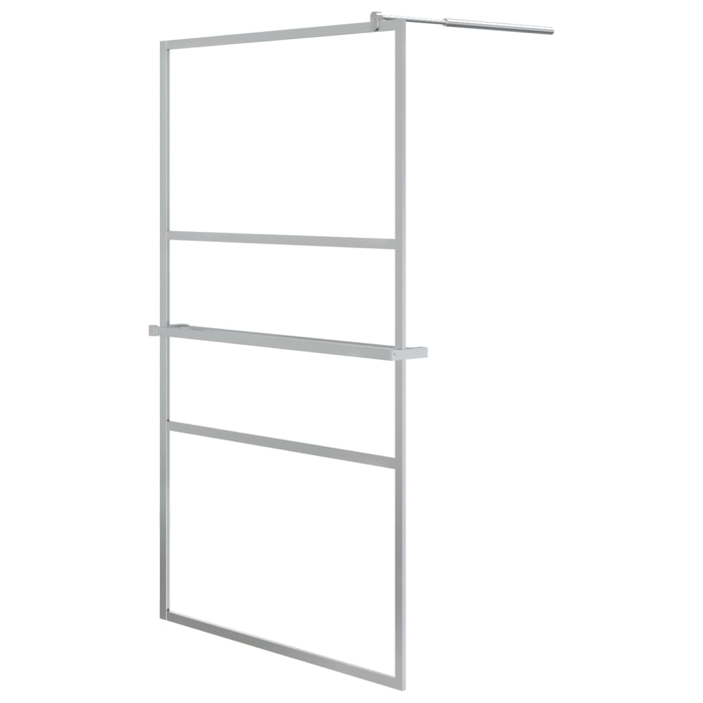 Dusjvegg med hylle krom 115x195 cm ESG-glass og aluminium vidaXL