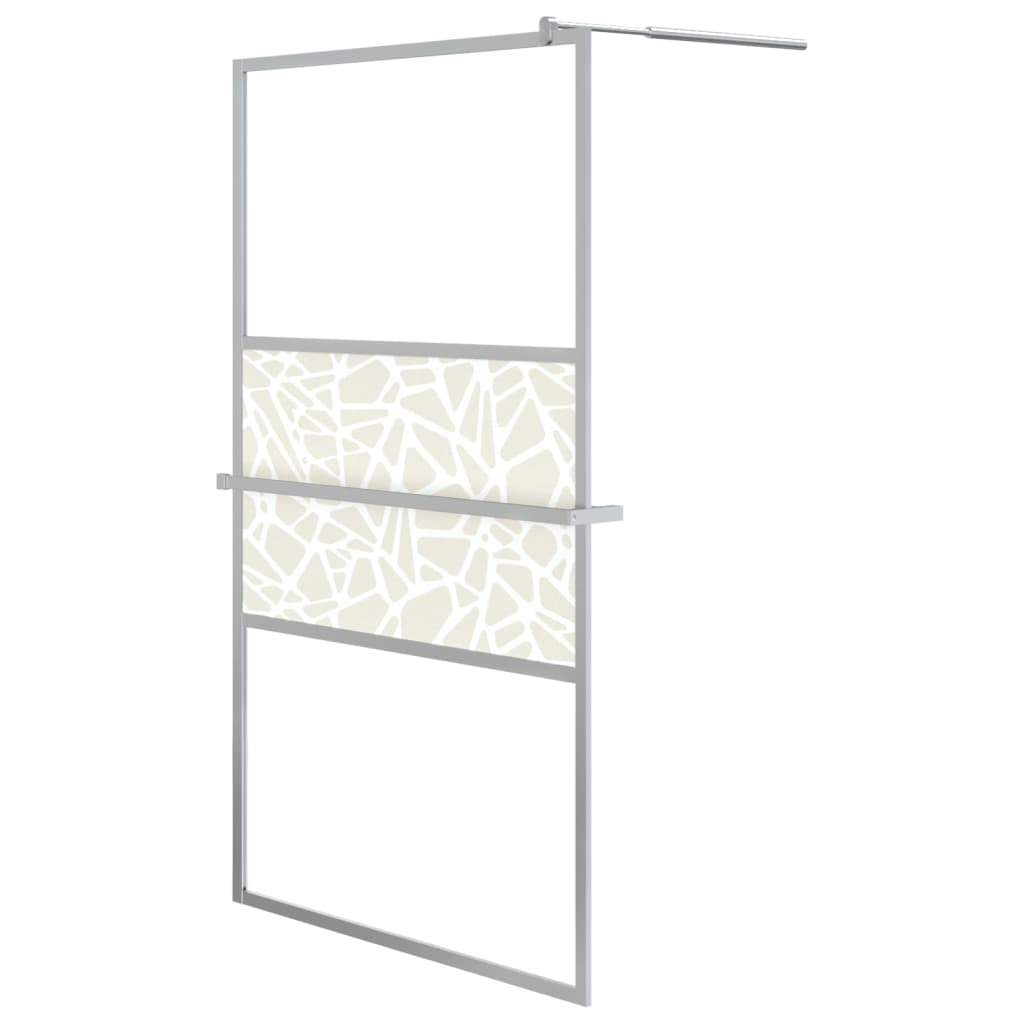 Dusjvegg med hylle krom 115x195 cm ESG-glass og aluminium vidaXL