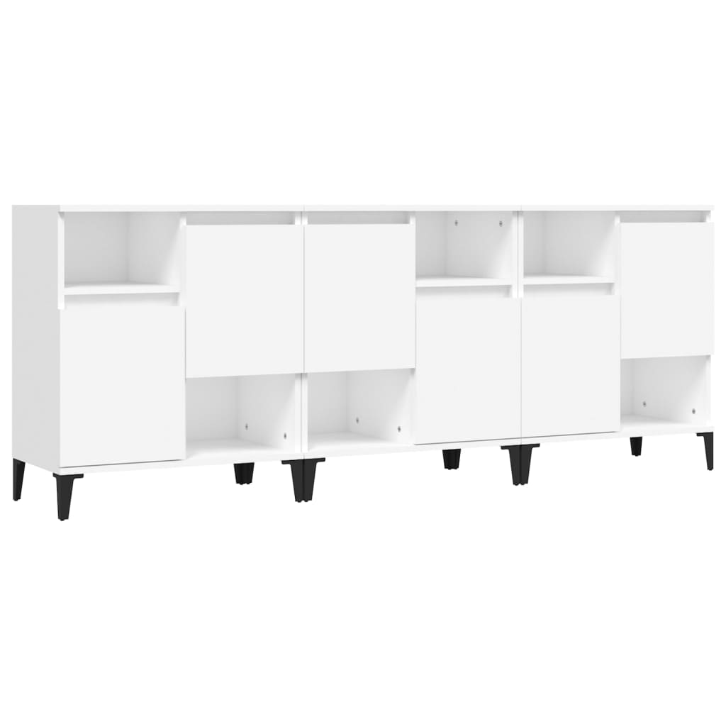 Skjenker 3 stk hvit 60x35x70 cm konstruert tre vidaXL