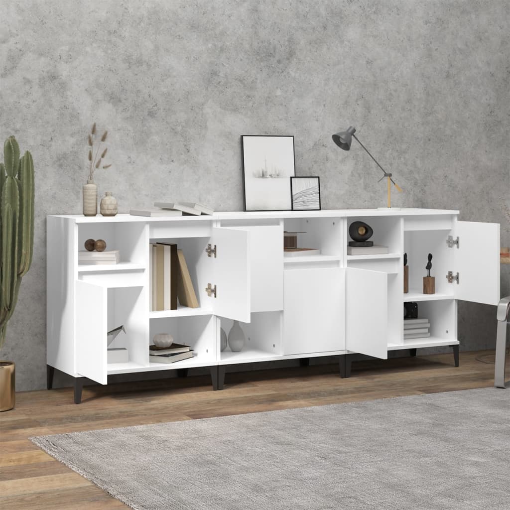 Skjenker 3 stk hvit 60x35x70 cm konstruert tre vidaXL