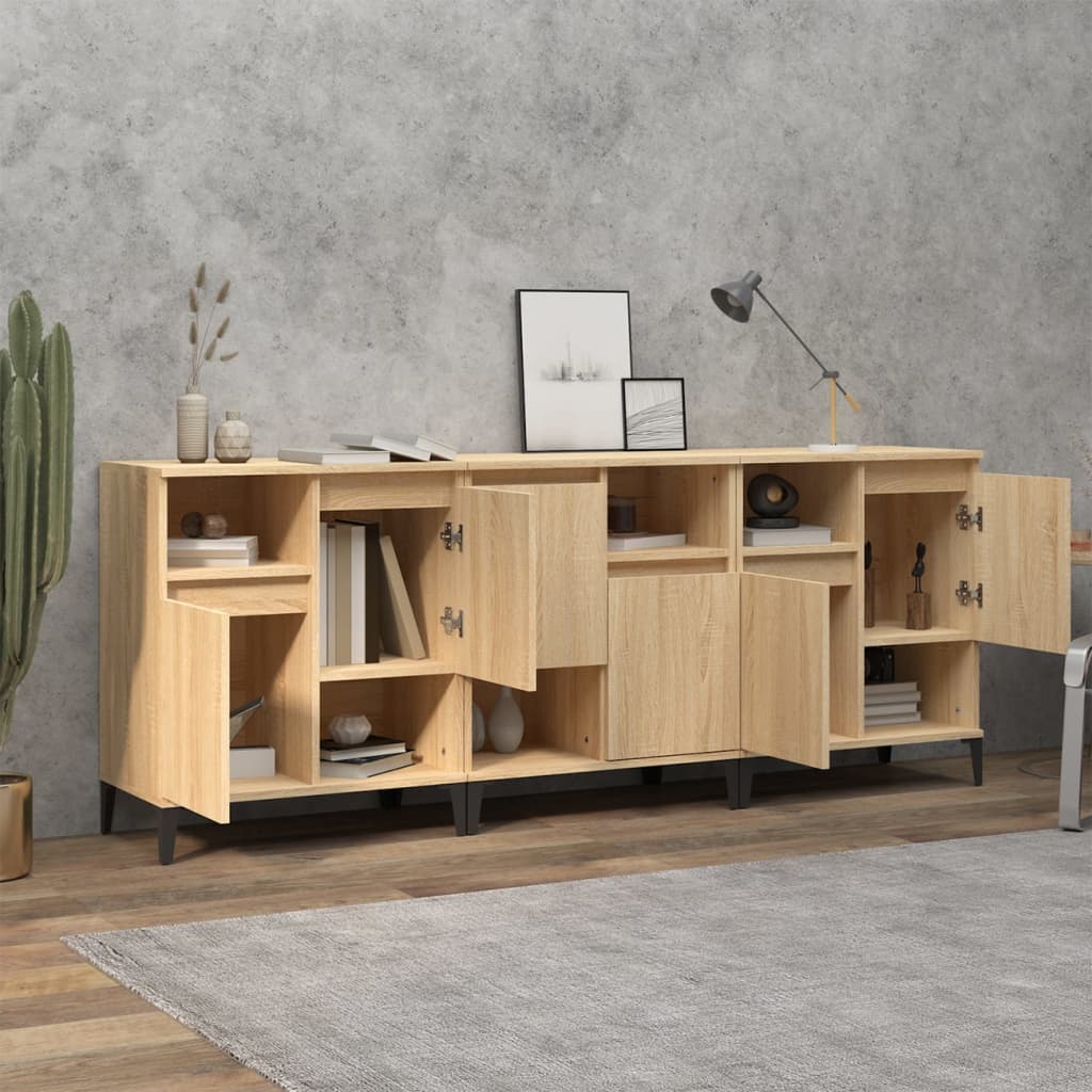 Skjenker 3 stk sonoma eik 60x35x70 cm konstruert tre
