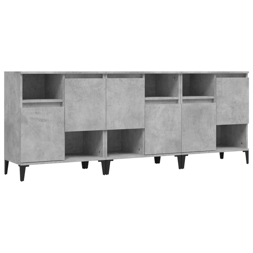 Skjenker 3 stk betonggrå 60x35x70 cm konstruert tre