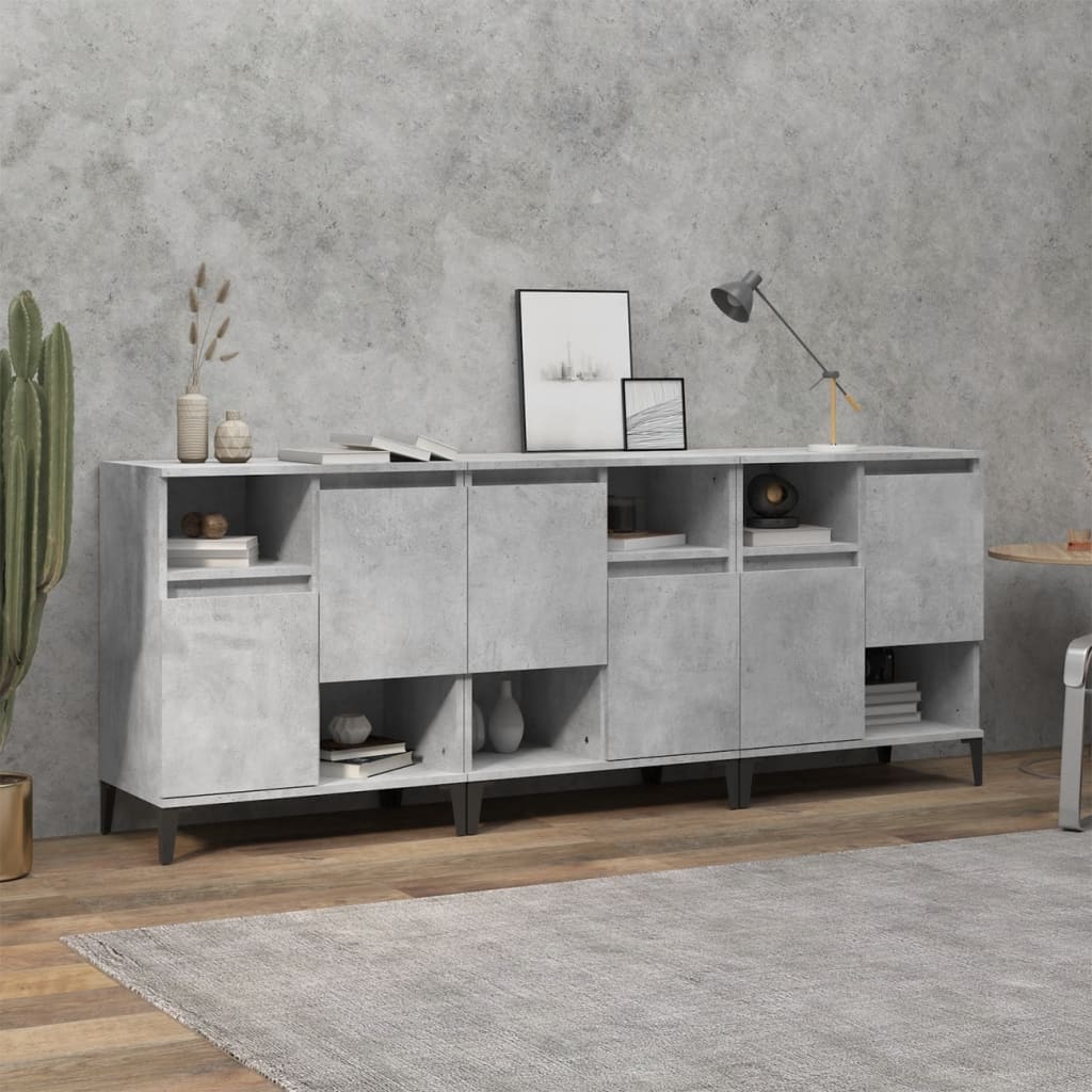 Skjenker 3 stk betonggrå 60x35x70 cm konstruert tre