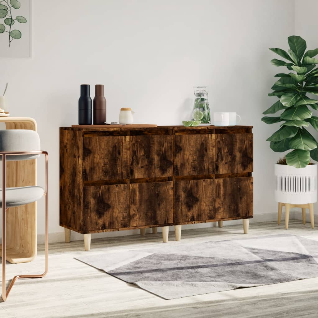 Skjenker 2 stk røkt eik 60x35x70 cm konstruert tre