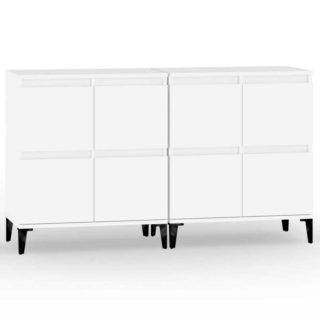 Skjenker 2 stk hvit 60x35x70 cm konstruert tre