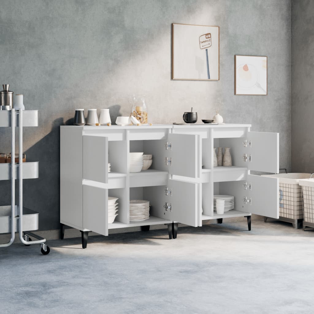Skjenker 2 stk hvit 60x35x70 cm konstruert tre