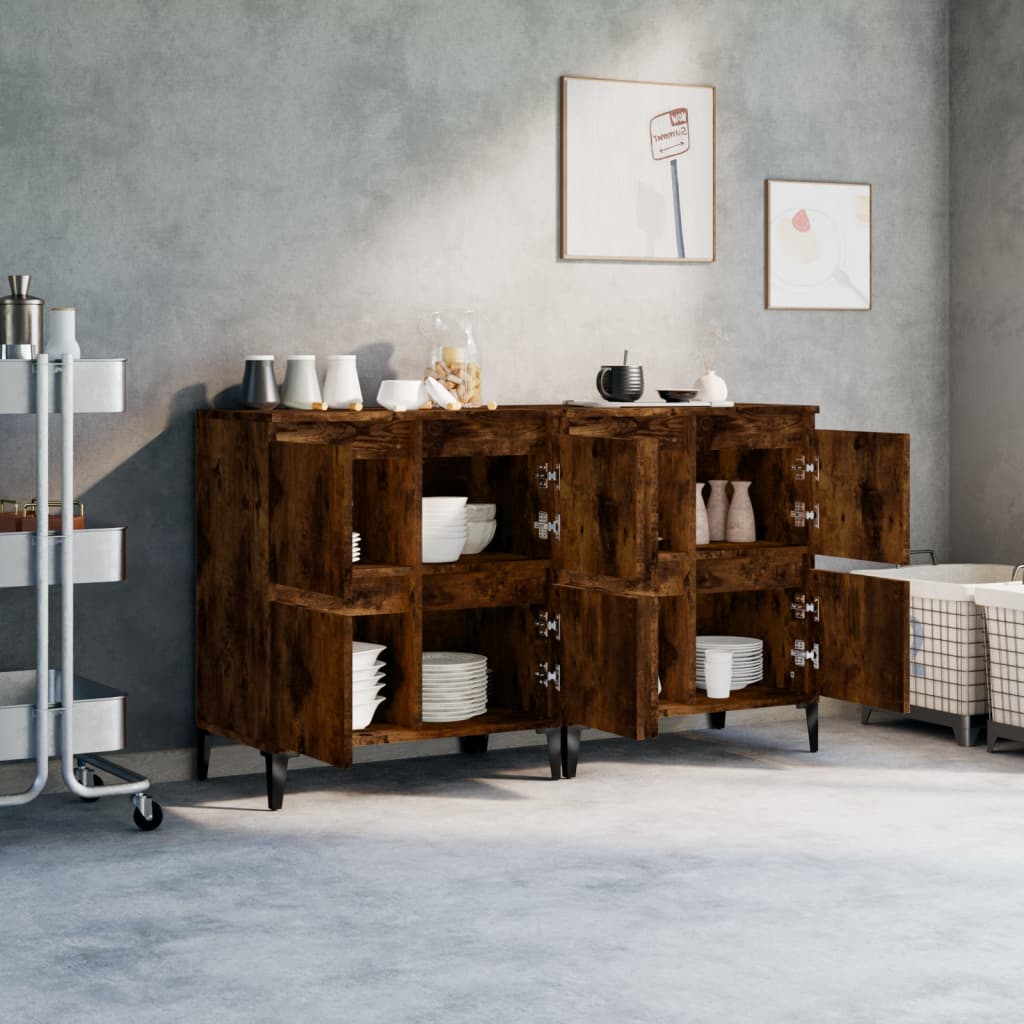Skjenker 2 stk røkt eik 60x35x70 cm konstruert tre