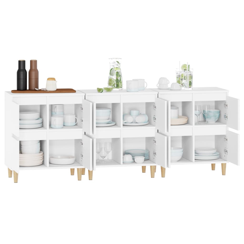 Skjenker 3 stk hvit 60x35x70 cm konstruert tre vidaXL
