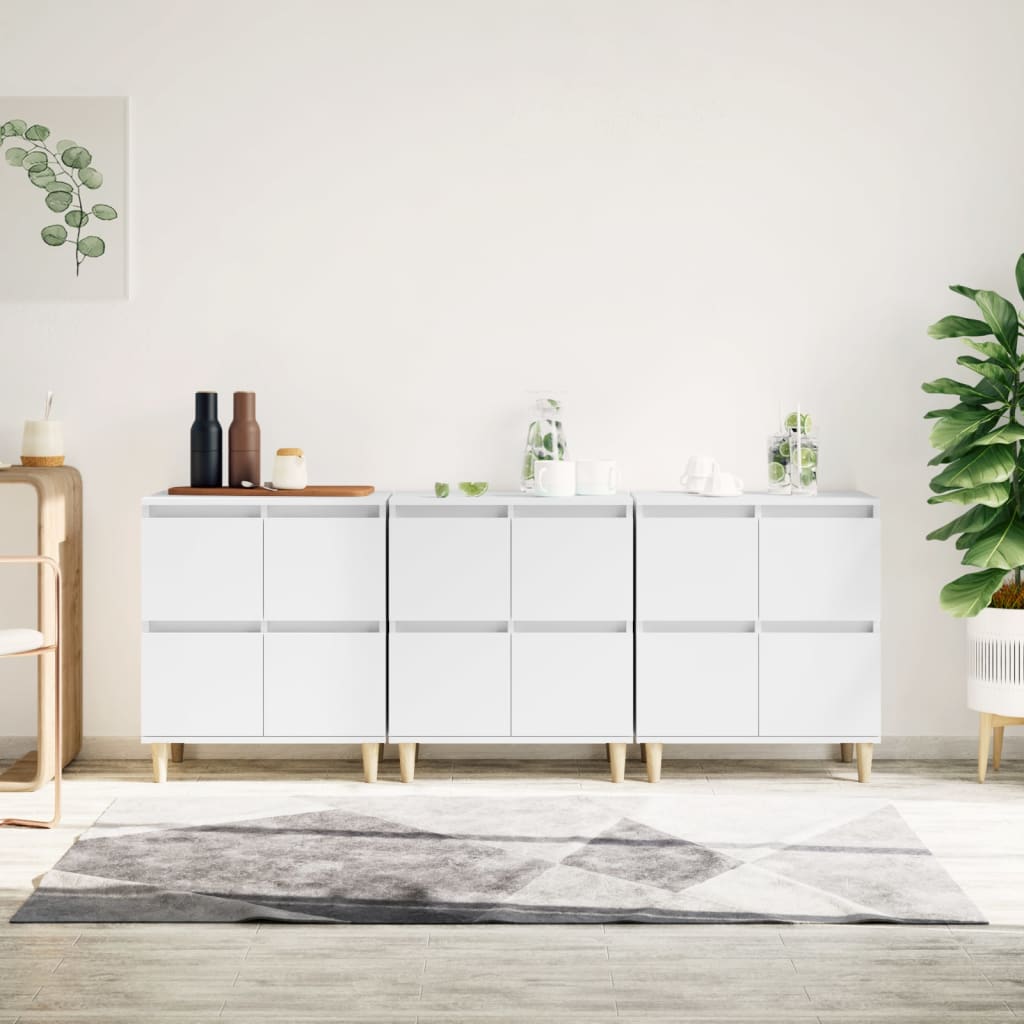 Skjenker 3 stk hvit 60x35x70 cm konstruert tre vidaXL