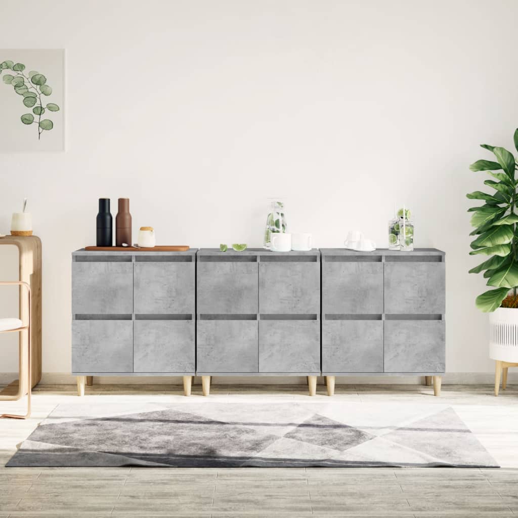 Skjenker 3 stk betonggrå 60x35x70 cm konstruert tre