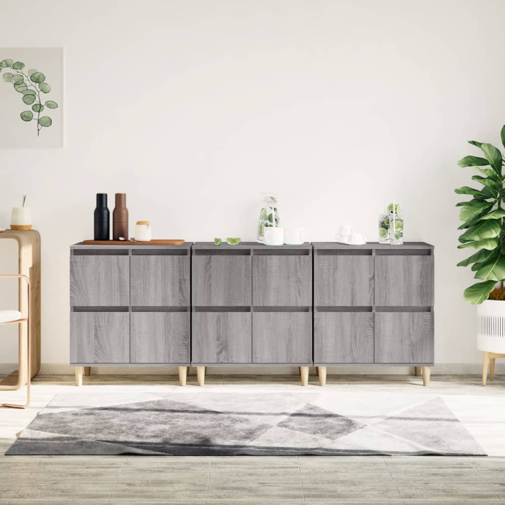 Skjenker 3 stk grå sonoma 60x35x70 cm konstruert tre