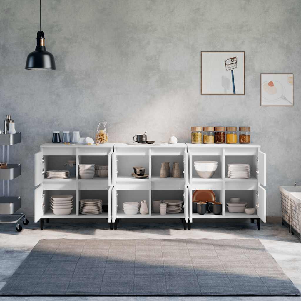 Skjenker 3 stk hvit 60x35x70 cm konstruert tre