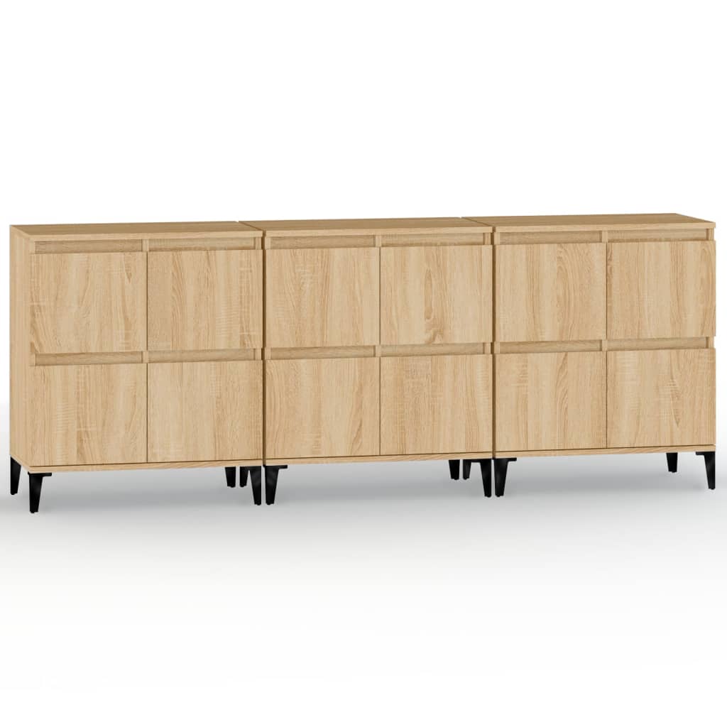 Skjenker 3 stk sonoma eik 60x35x70 cm konstruert tre vidaXL