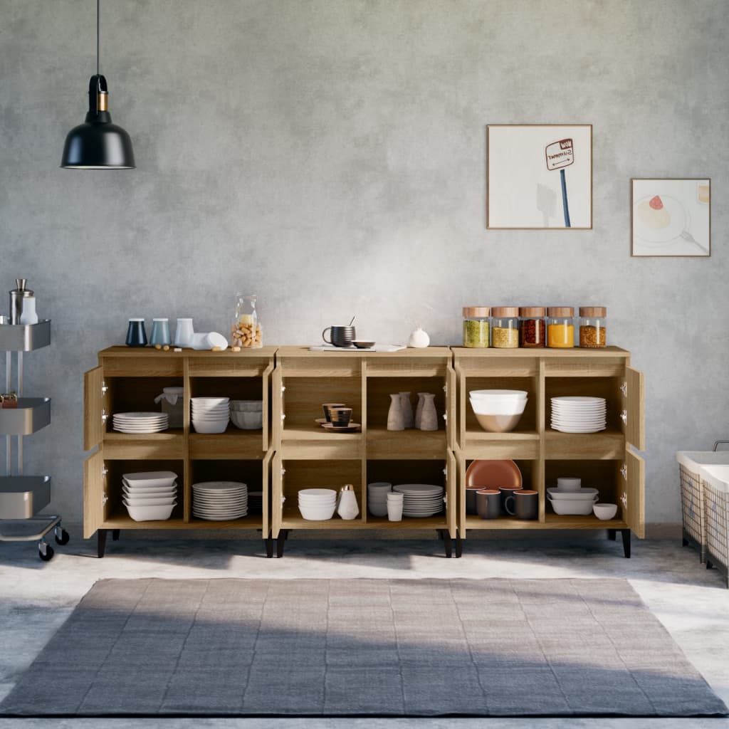 Skjenker 3 stk sonoma eik 60x35x70 cm konstruert tre vidaXL