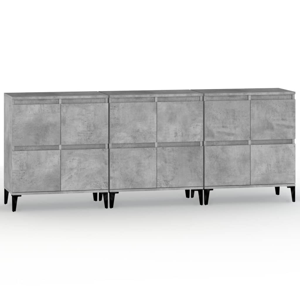 Skjenker 3 stk betonggrå 60x35x70 cm konstruert tre