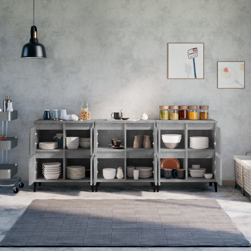 Skjenker 3 stk betonggrå 60x35x70 cm konstruert tre