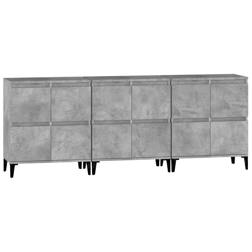 Skjenker 3 stk betonggrå 60x35x70 cm konstruert tre