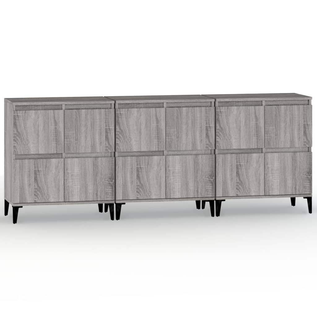 Skjenker 3 stk grå sonoma 60x35x70 cm konstruert tre