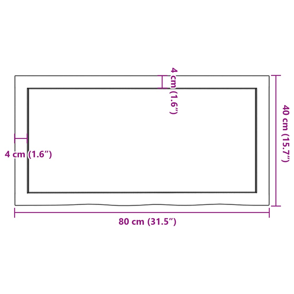 Bordplate 80x40x(2-6) cm ubehandlet heltre eik