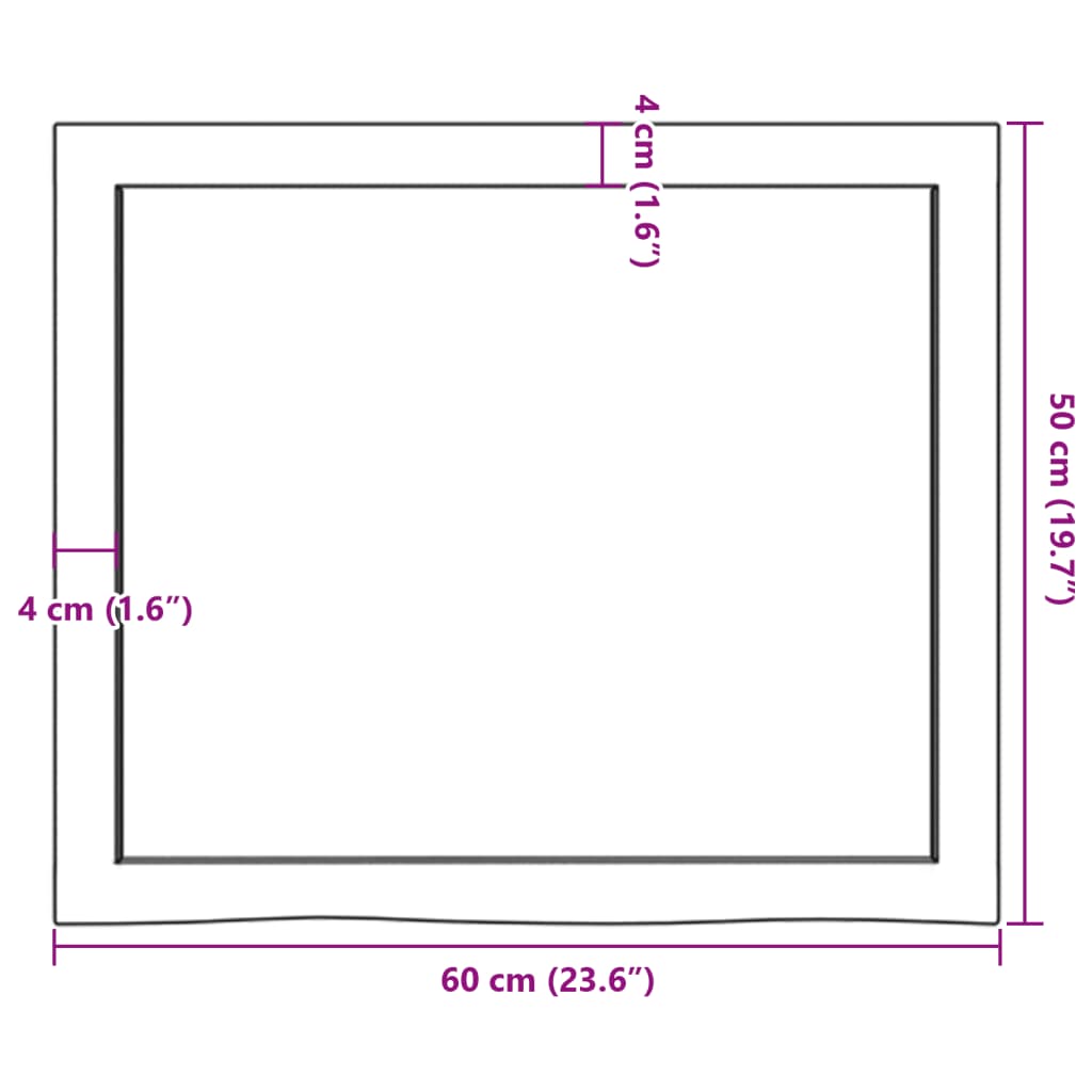 Bordplate lysebrun 60x50x(2-6) cm behandlet heltre eik