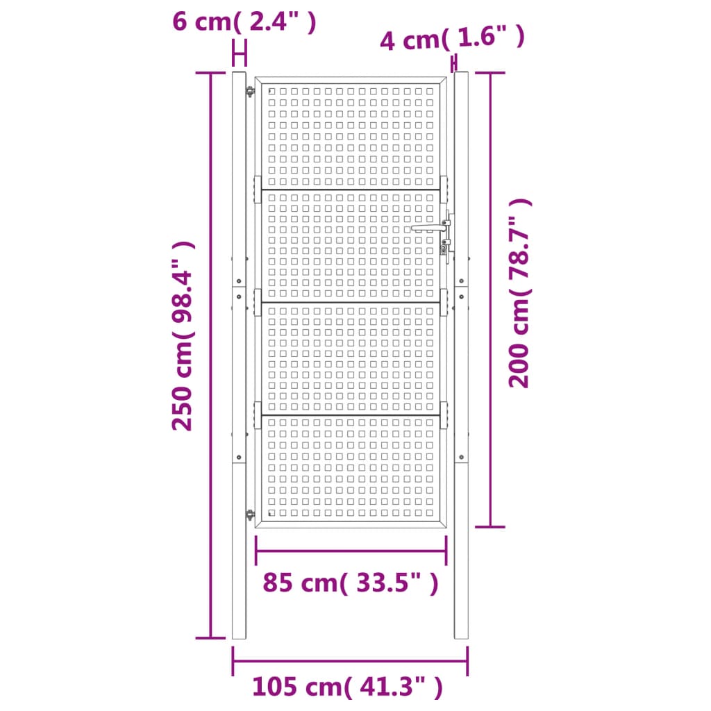 Hageport antrasitt 100x200 cm stål