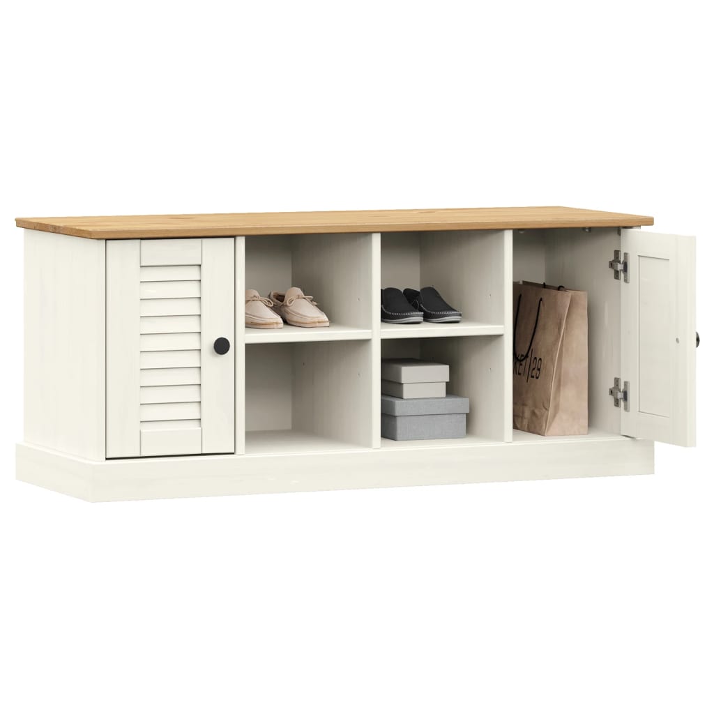 Skobenk VIGO hvit 106x35x45 cm heltre furu