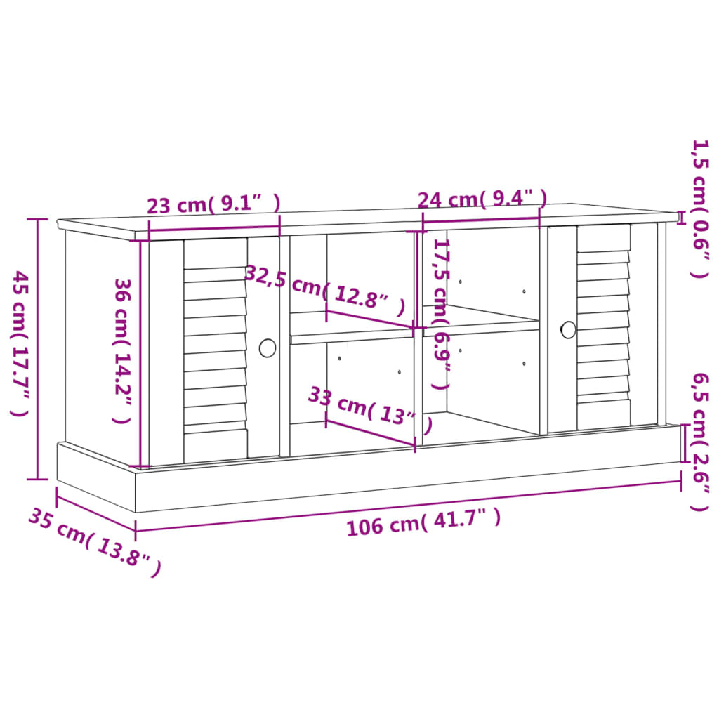 Skobenk VIGO hvit 106x35x45 cm heltre furu