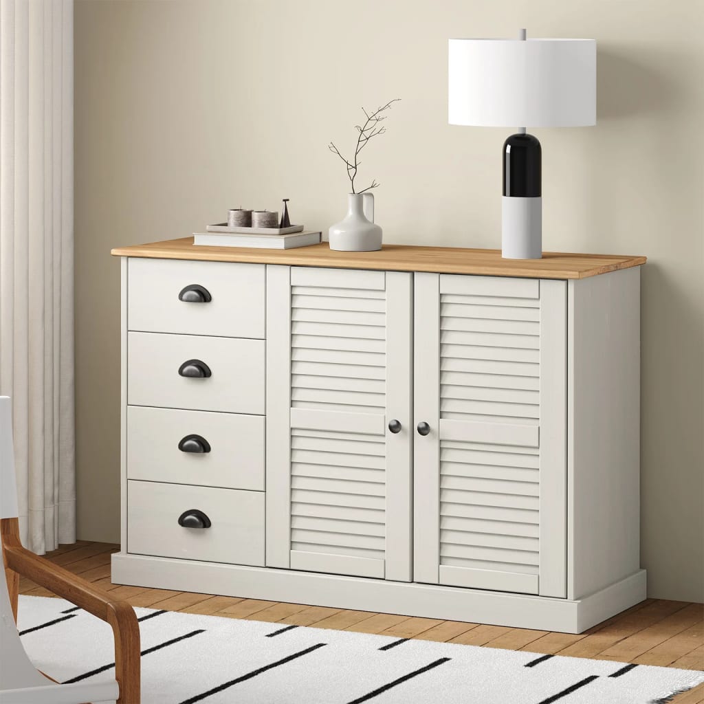 Skjenk med skuffer VIGO 113x40x75 cm heltre furu vidaXL
