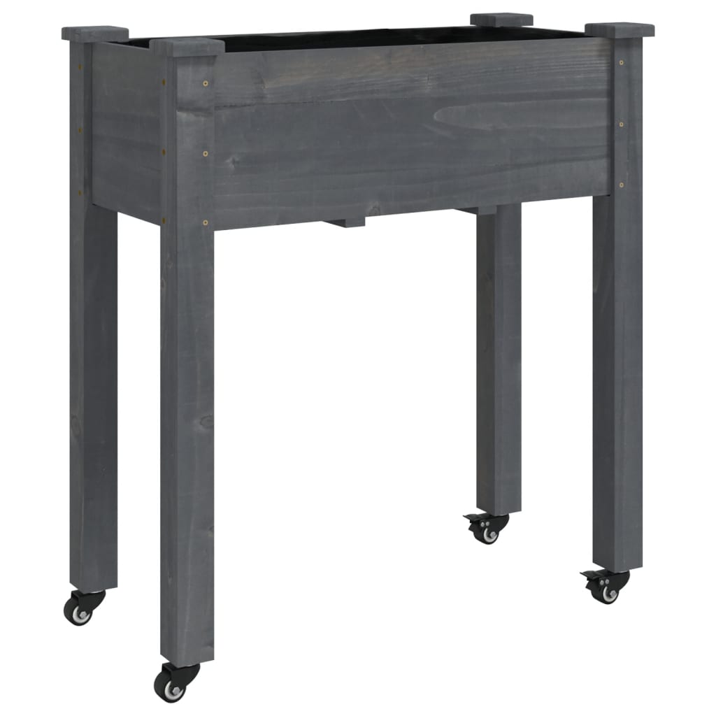 Plantekasse med foring grå 71x37x80 cm heltre gran