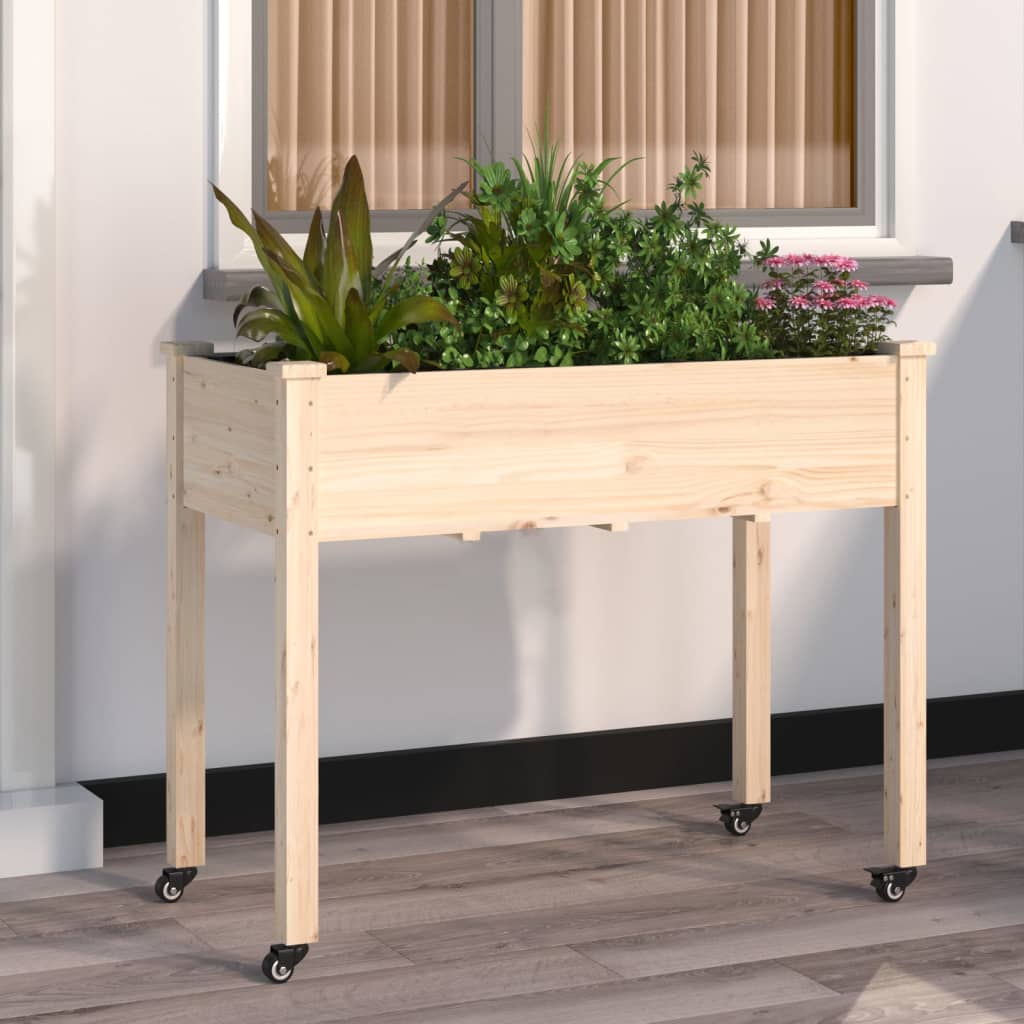 Plantekasse med foring 118x59x80 cm heltre gran vidaXL