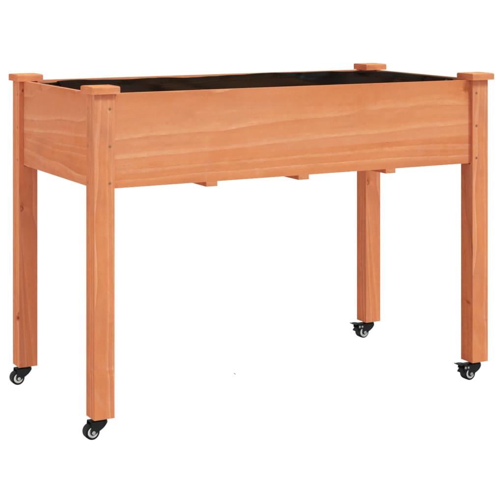 Plantekasse med foring brun 118x59x80 cm heltre gran