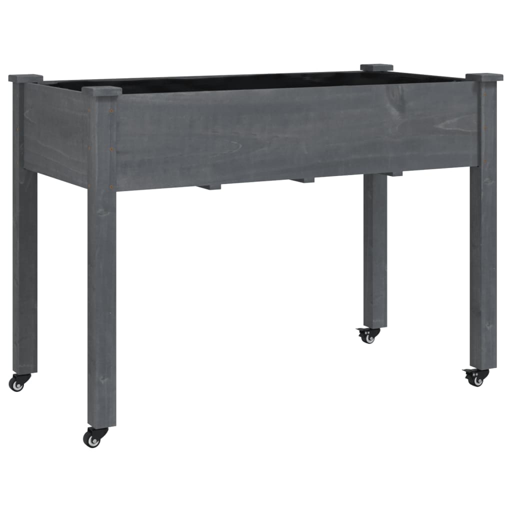 Plantekasse med foring grå 118x59x80 cm heltre gran
