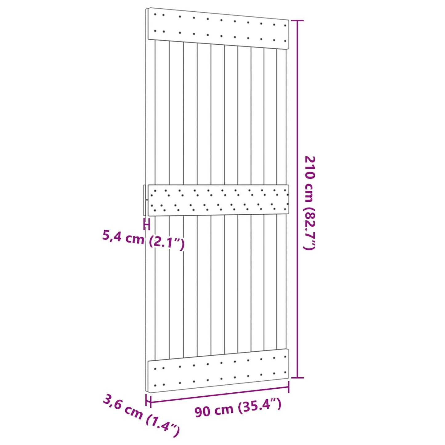 Dør NARVIK Naturlig 90 x 210 cm Massiv Furu Tre