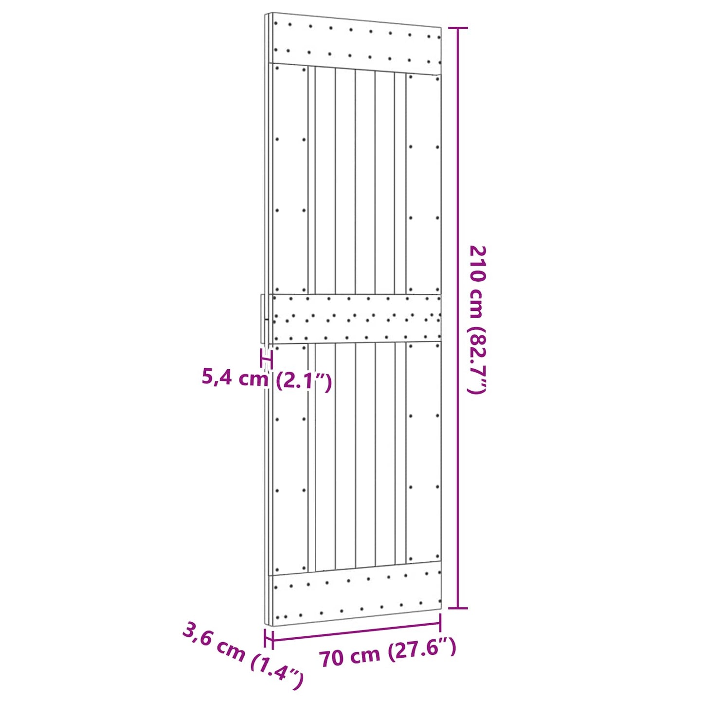 Dør NARVIK Naturlig 70 x 210 cm Massiv Furu Tre