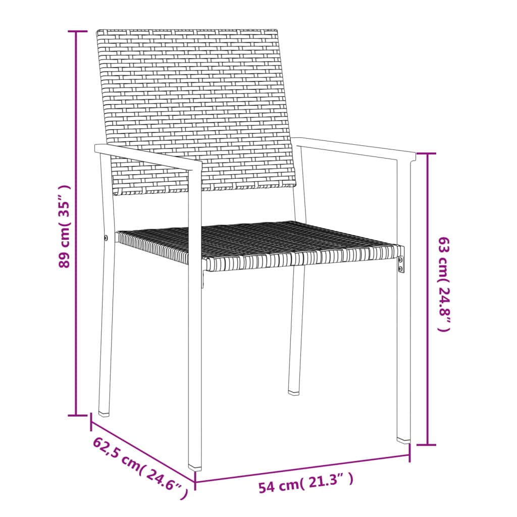 Hagestoler 6 stk svart 54x62,5x89 cm polyrotting