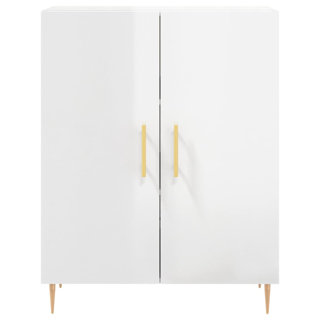 Skjenk høyglans hvit 69,5x34x90 cm konstruert tre