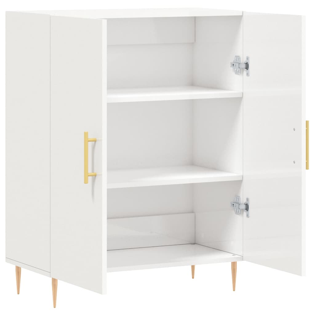 Skjenk høyglans hvit 69,5x34x90 cm konstruert tre