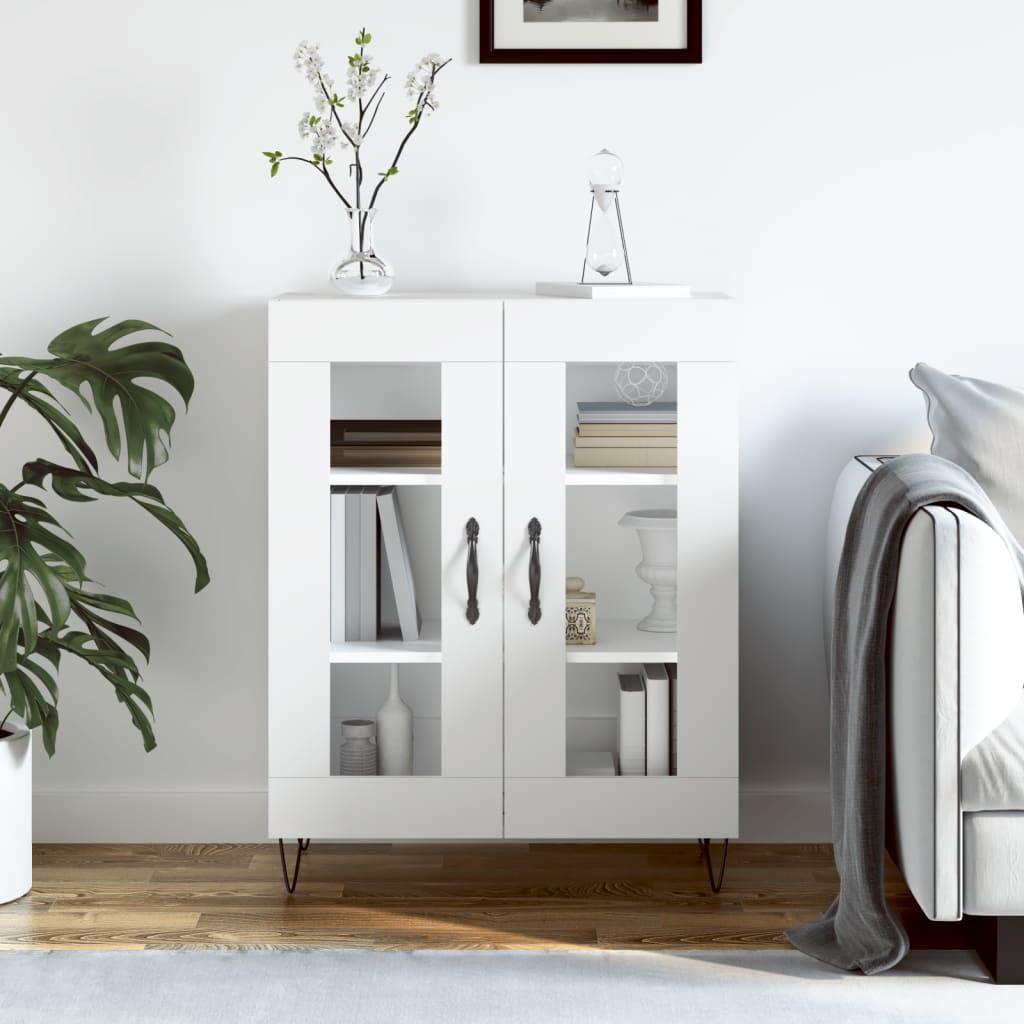 Skjenk hvit 69,5x34x90 cm konstruert tre
